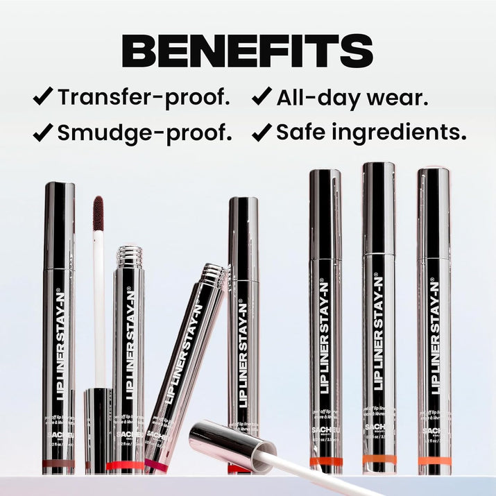 Lip Liner STAY-N Peel off Lip Stain — Long Lasting Matte Lip Tattoo Transfer Proof Lipstain Infused with Hyaluronic Acid & Vitamin E for All Skin Types — Vegan & Cruelty-Free, P-Inked